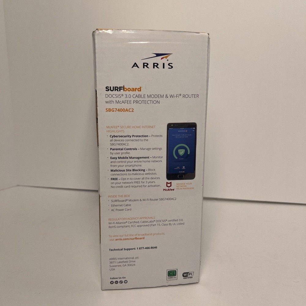 Arris SURFboard SBG7400AC2-RB Wireless Cable Modem Missing Power Cord