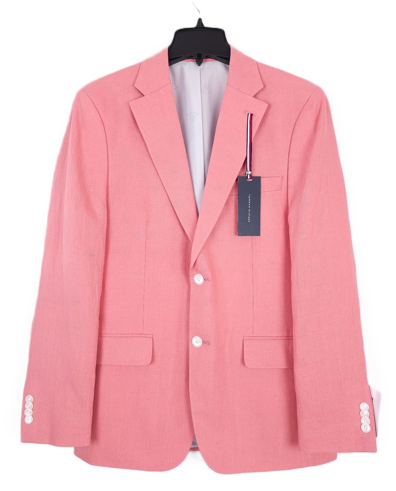 Tommy Hilfiger Men's Modern-Fit 100% Linen Sport Coat Light Red Solid 42R NWT