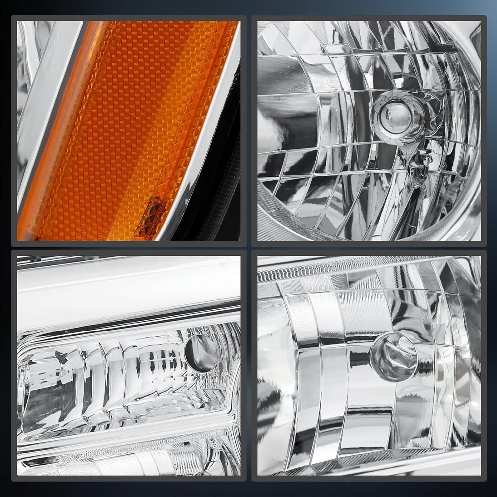 Honda Pilot 2012-15 Headlight Assembly Halogen Chrome Amber Pair Replacement