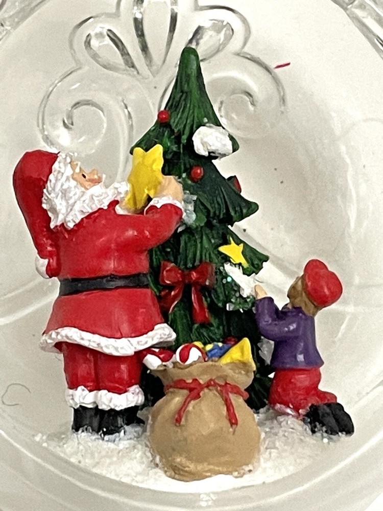 Santa and Child Decorating a Tree Egg Ornament