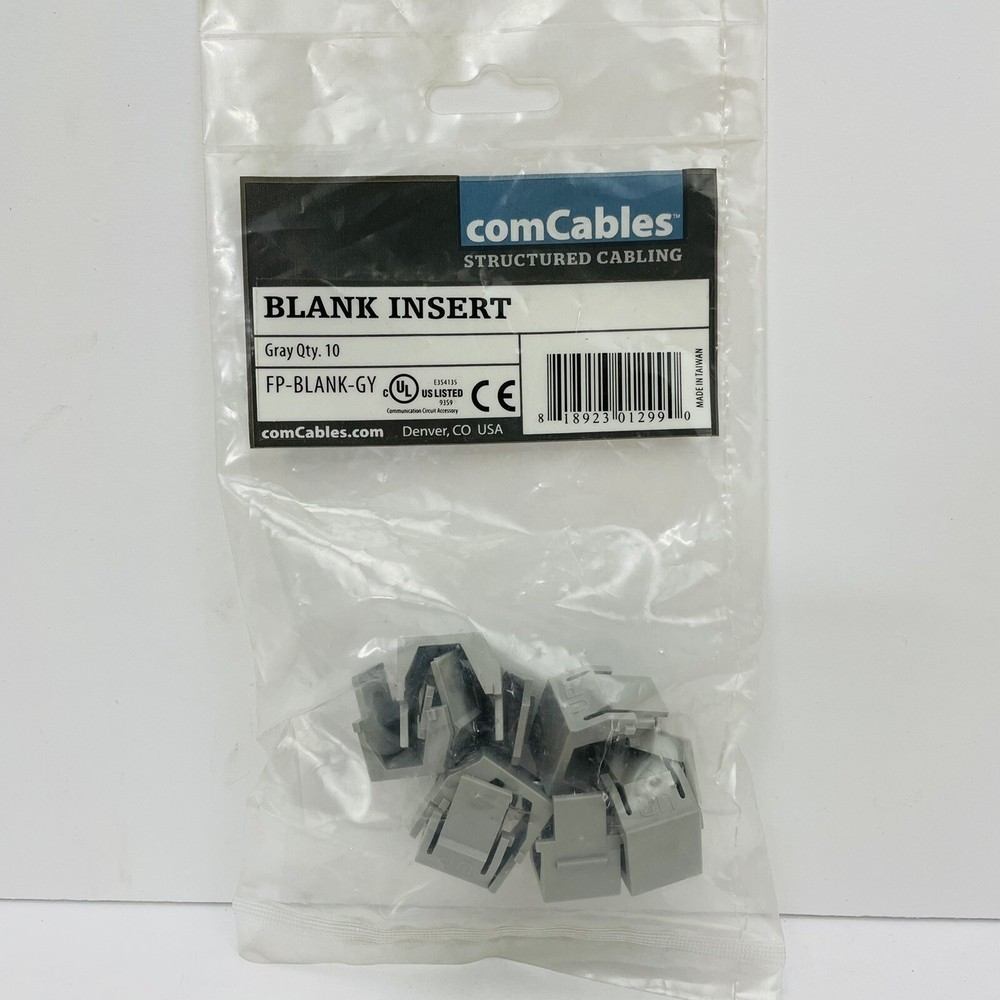 (Qty 10) ComCables FP-BLANK-GY Blank Inserts