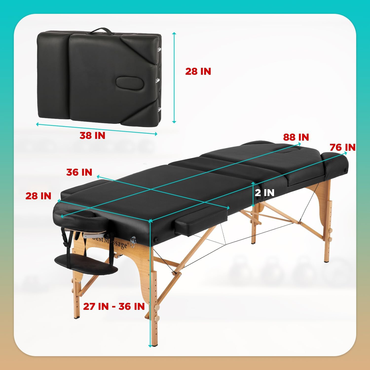 Massage Table Protable Massage Bed 28 in Wide Lash Bed Height Adjustable Bed