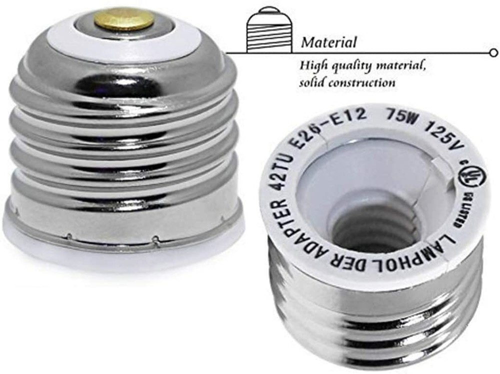 10-Pack E26/E27 to E12 Adapter, Standard Light Bulb to Candelabra Base Socket