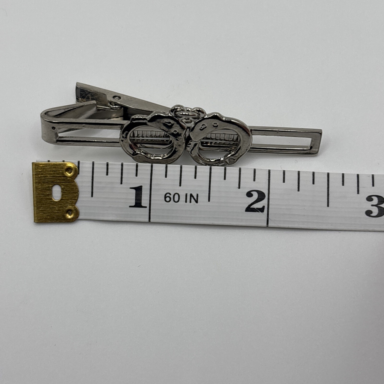 Silver Hand Cuff Tie Clip