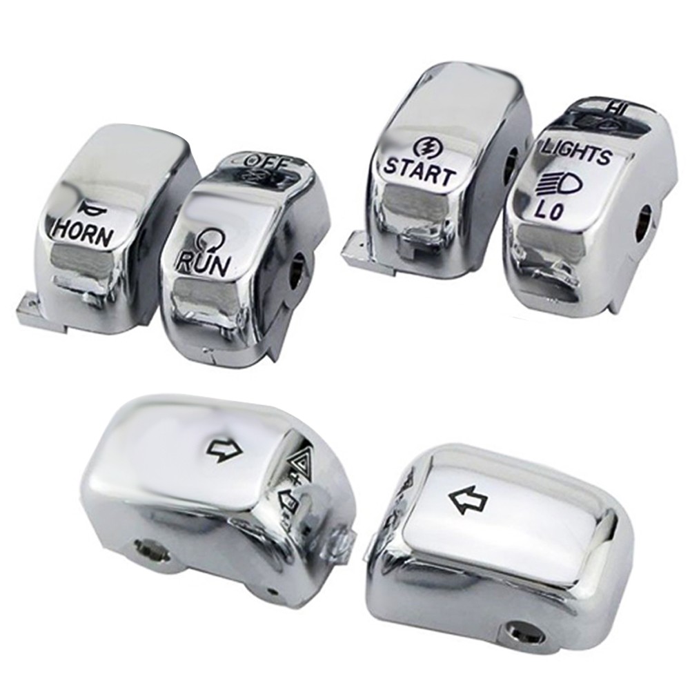 6pcs Chrome Hand Control Switch Button Cap For Harley Softail Dyna 1996-2010 US