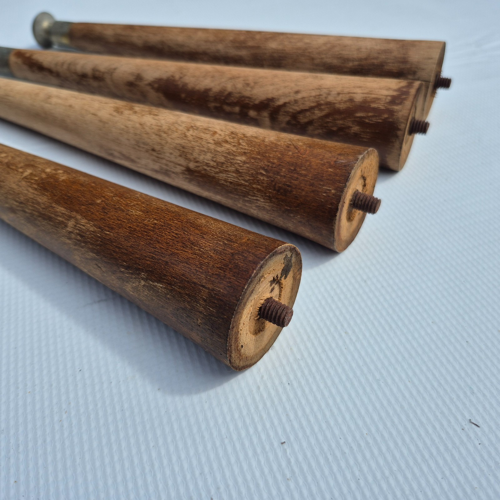 4 Mid Century Modern 12 1/2 Inch Table Legs Tapered, Wood Turned 1950s - 60s