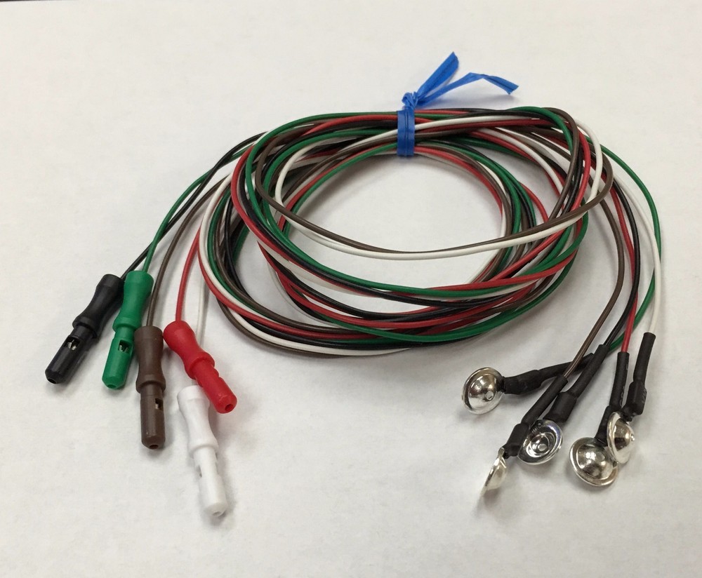 EEG Silver Cup Electrodes 48 Inch Wire With 1.5 DIN Plug 5 Pack