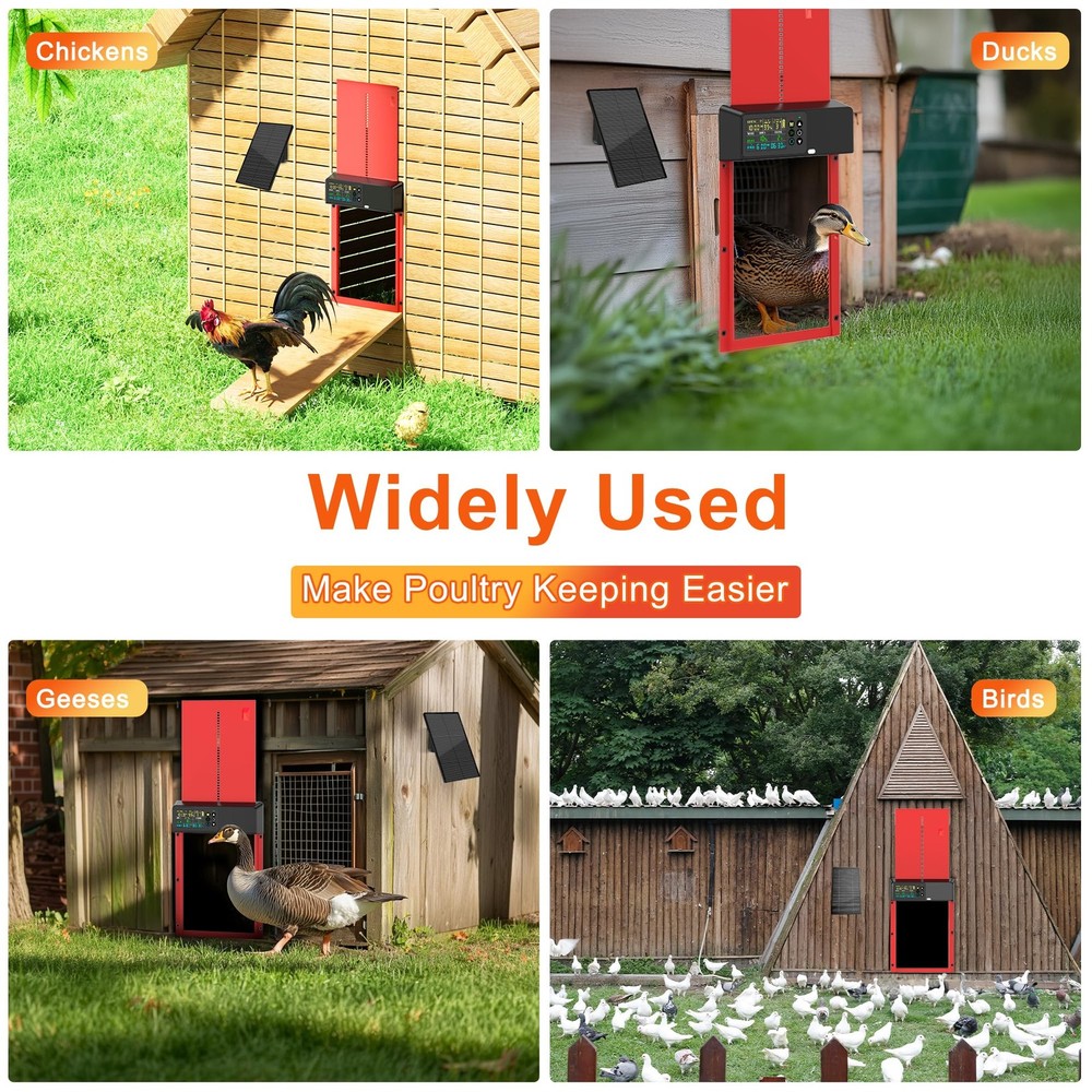 Chicken Coop Door Solar Powered with Programmable Remote Control, Automatic