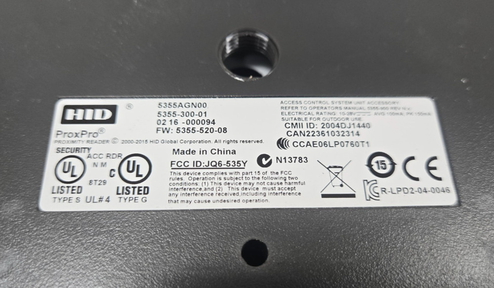 HID ProxPro Proximity Card Reader 5355AGN00 5355-300-01