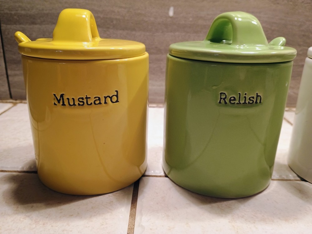 Ceramic Condiment Jars With Spoons