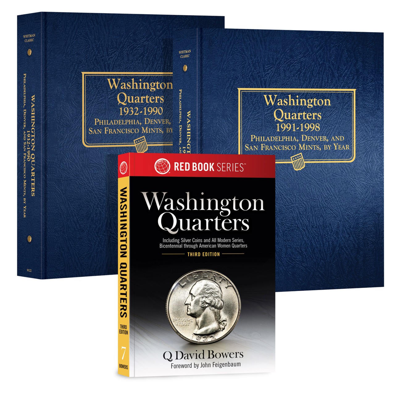 Washington Quarter Set – Guide Book + 2 Whitman Albums 1932–1998 Collection
