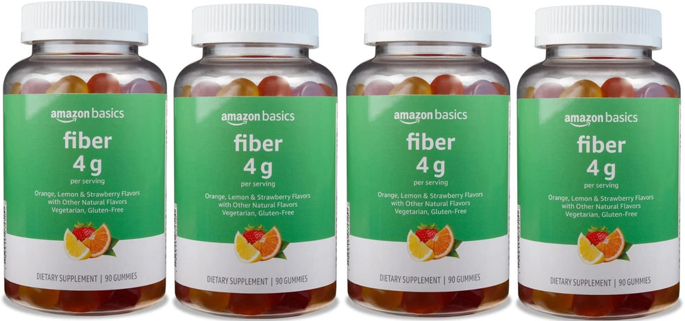 4X Amazon Basics Fiber Gummies 4g Chewable Fruit 90ct each