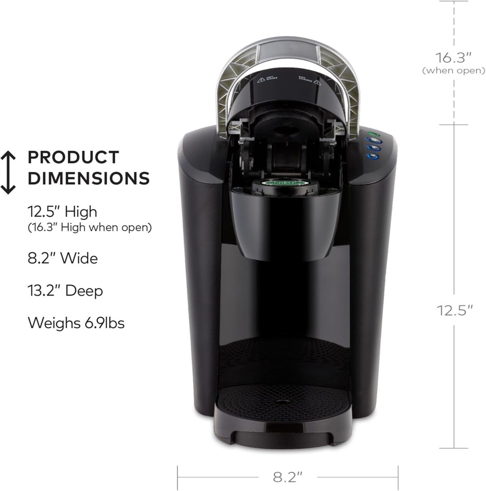 K-Compact Single-Serve Coffee Maker - 3 Brew Sizes & Space-Saving Design