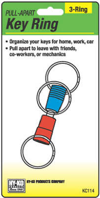 Hy-Ko KC114 Key Ring, 3-Way, Pull Apart - Quantity 5
