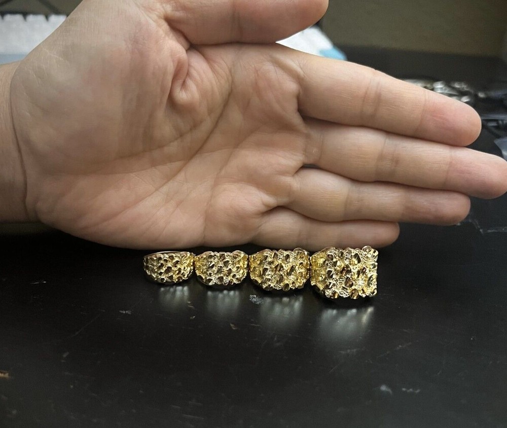 Authentic 14k Gold Nugget Ring Manly Small Medium Large Extra Large Sizes 6-13