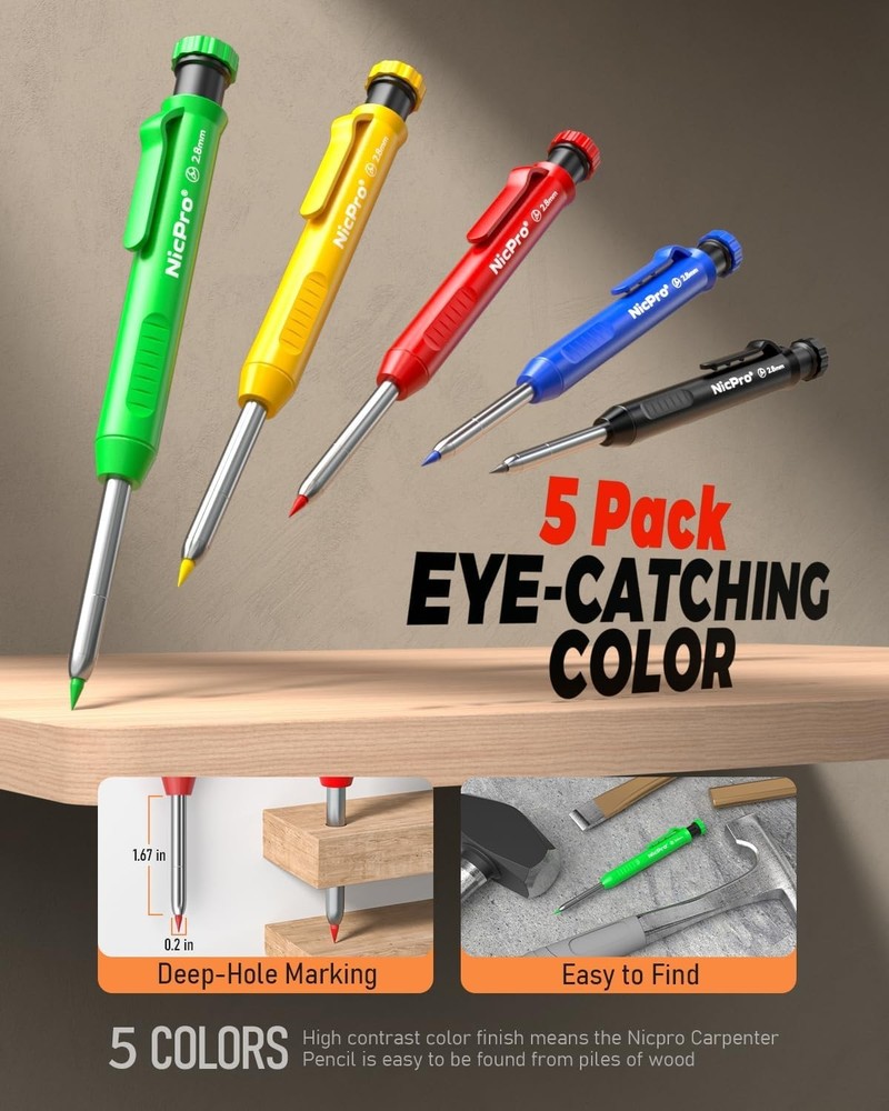 27 Pack Carpenter Pencils with Mechanical Pencil Refills
