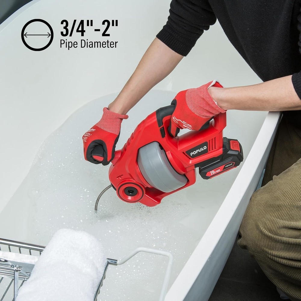 20V Cordless Electric Drain Auger-Efficient 25Ft A