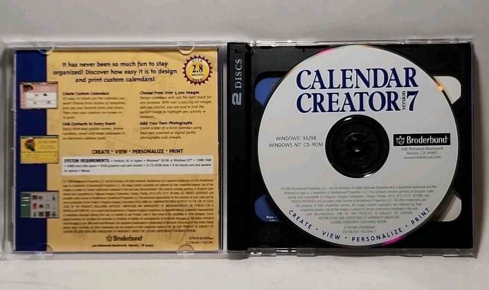 Calendar Creator Version 7, (PC, CD-ROM)/Printshop for Mac (2 CD set) 6084