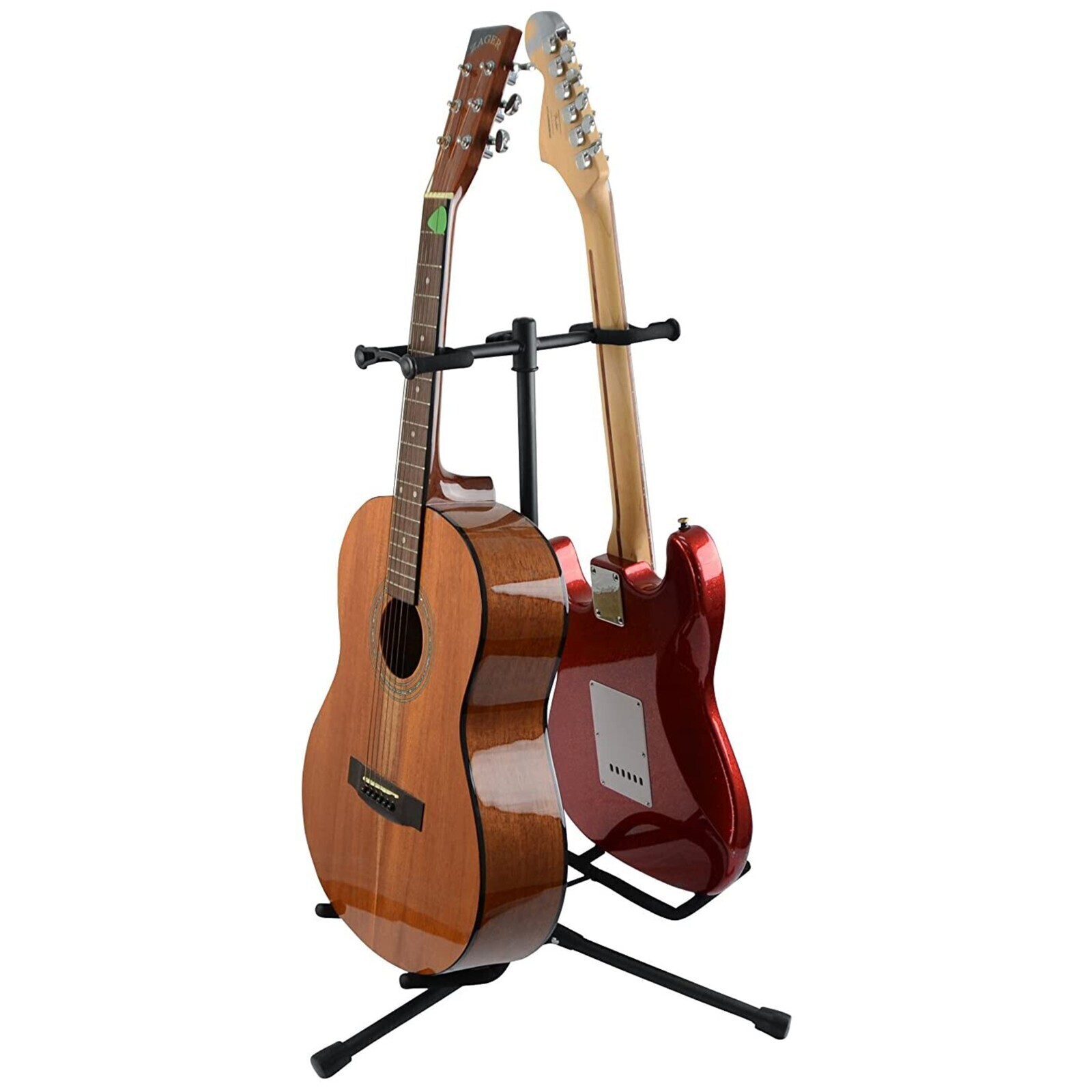5Core Padded Dual Guitar Display Stand Traditional Design Adjustable Height