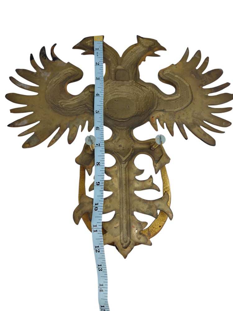 Antique Large 2 Headed Eagle Solid Brass Door Knocker Russian Austrian Masonic