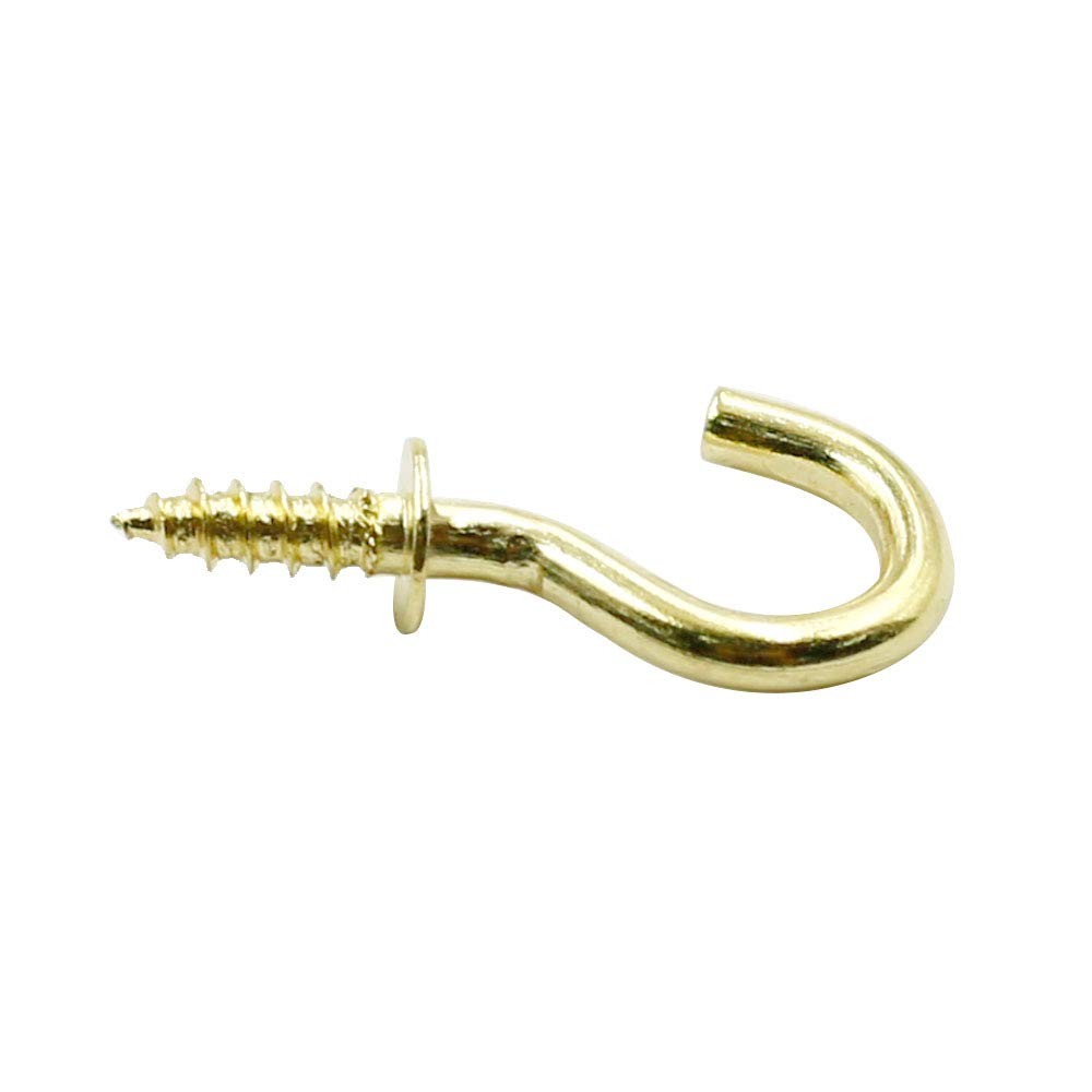 100 Pcs Gold Cup Hooks 1/2" Ceiling Screw Hooks Self Tapping Hanging Hooks