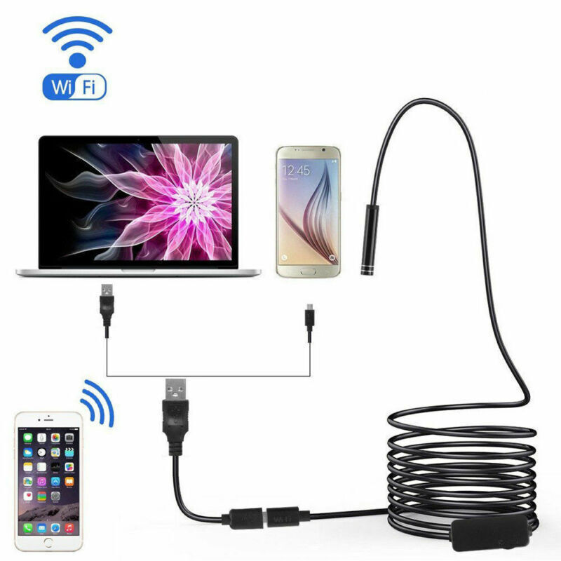 5M 8LED WiFi Borescope Endoscope Snake Inspection Camera for iPhone Android iOS
