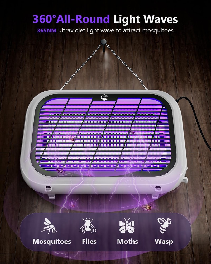 Indoor Bug Zapper, Powerful Fly Zapper with Double-Layer High-Voltage Grid, A...