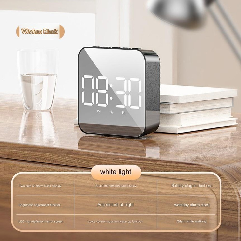 Voice Control LED Alarm Clock Multi Function Features Adjustable Brightness