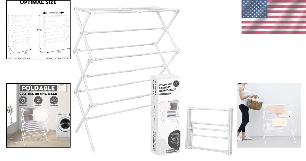 Collapsible Laundry Drying Rack - 50 lb Capacity, Easy Assembly & Compact Design