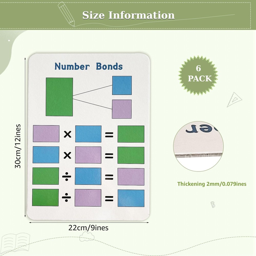 6 Set Multiplication Chart WhiteBoard, 9" x 12" Double Sided Dry Erase Multip...