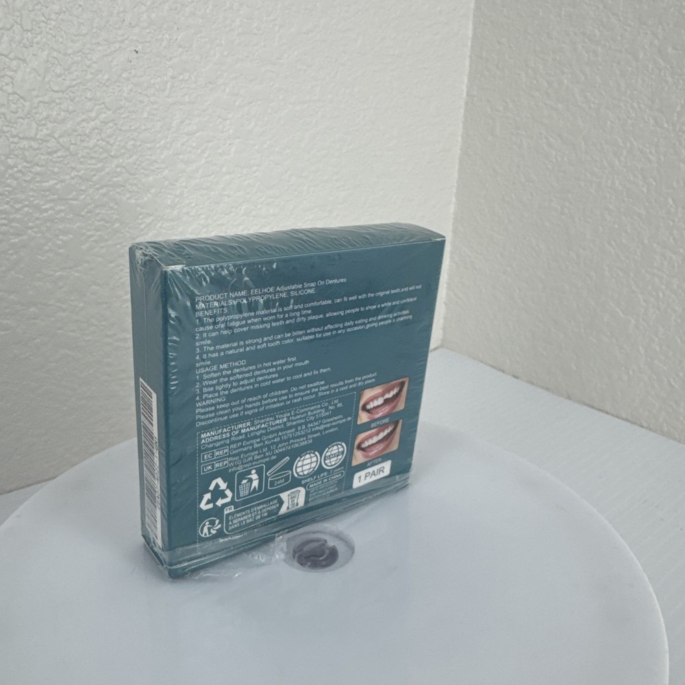 Temporary Teeth Perfect Cover Adjustable Snap On Teeth Dentures Set Open Box