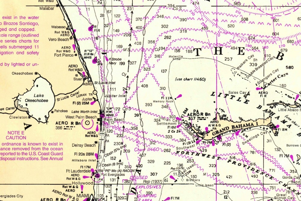 1996 Nautical Chart Map of the Florida Peninsula