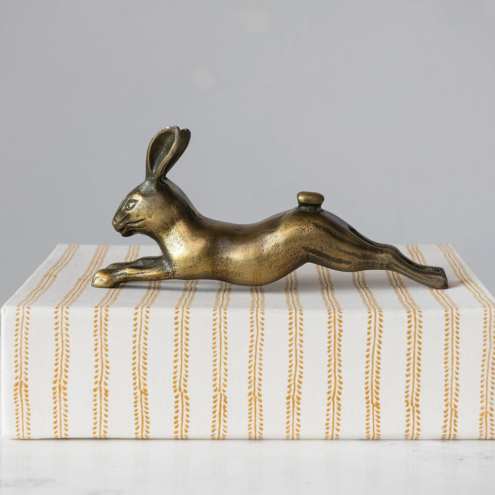 Decorative Embossed Aluminum Rabbit, Antique Brass