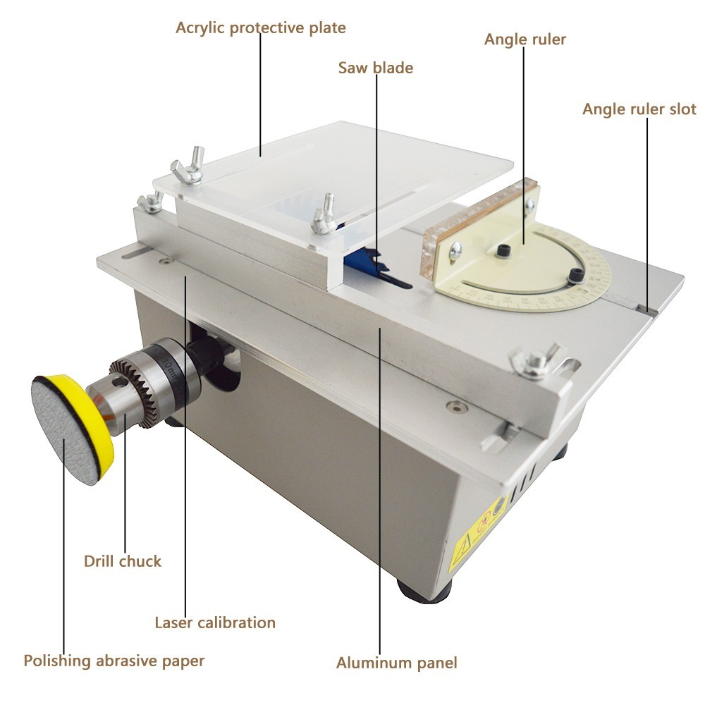 110V Mini Table Saw with 7-Speed Adjustment for Model Making Cutting