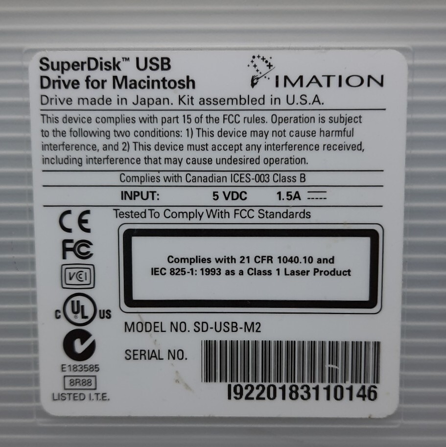 Imation SuperDisk External Drive Super Disk for Mac UNTESTED **READ DESC**