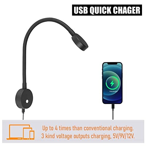 12 Volt Flexible Dimmable LED Reading Light, Full Metal & Red Light & Quick