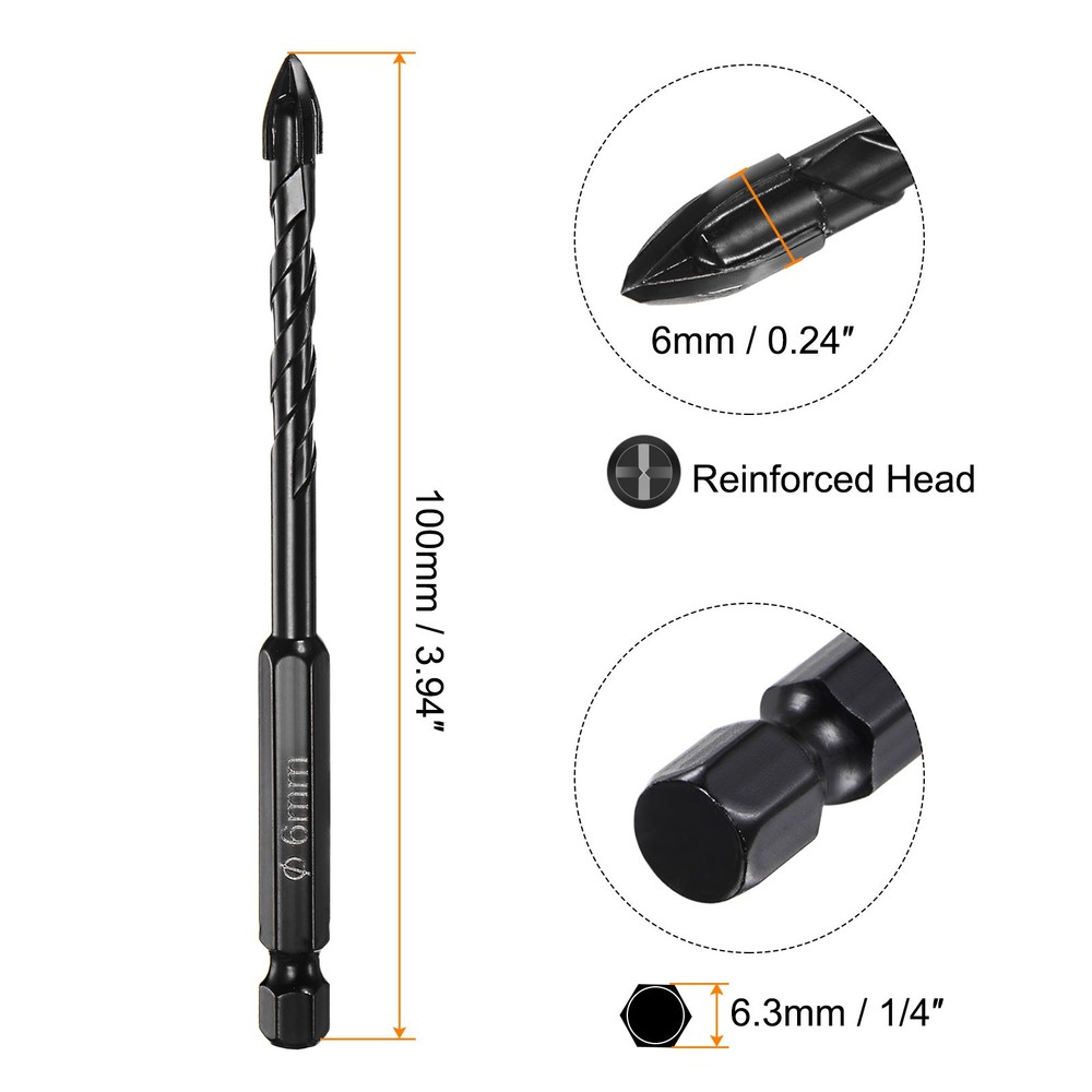 5pcs Masonry Drill Bit 6mm Concrete Drill Bit Hex Shank