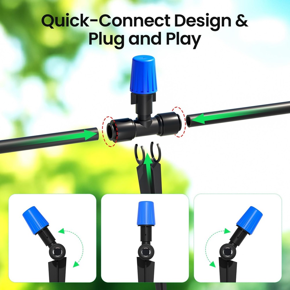 MIXC 65FT Greenhouse Watering System Automatic Mist Irrigation Kit