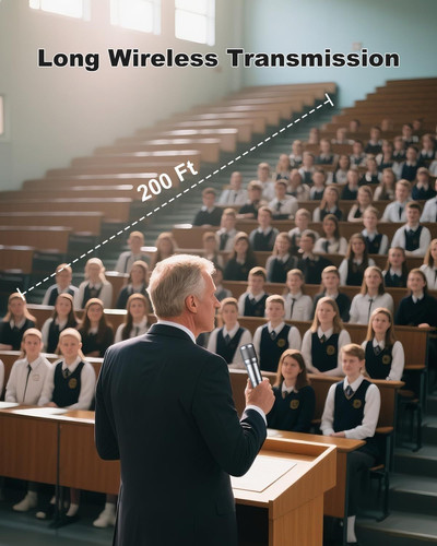 Wireless Microphone, Dual Handheld Dynamic Mic with Rechargeable Silver