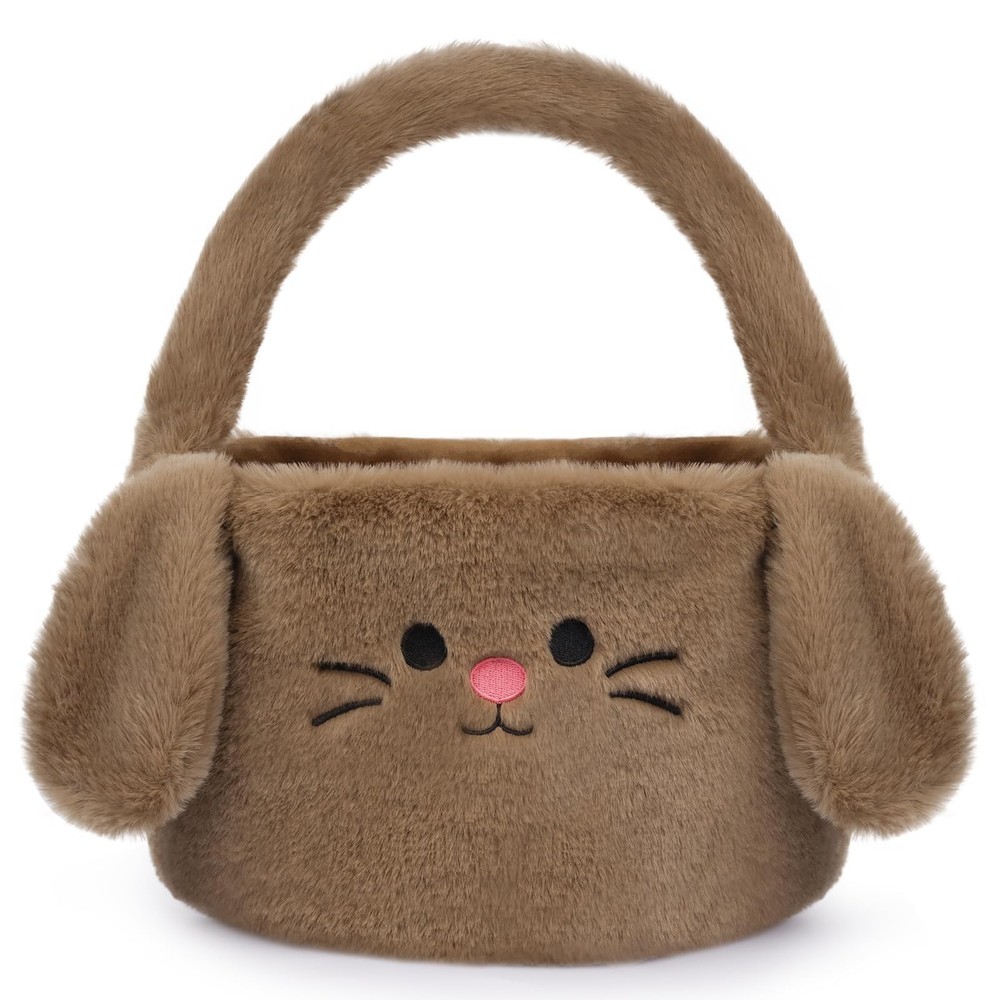 KOPHINYE Easter Baskets for Kids, Brown Bunny Easter Basket with Handle, Cute...
