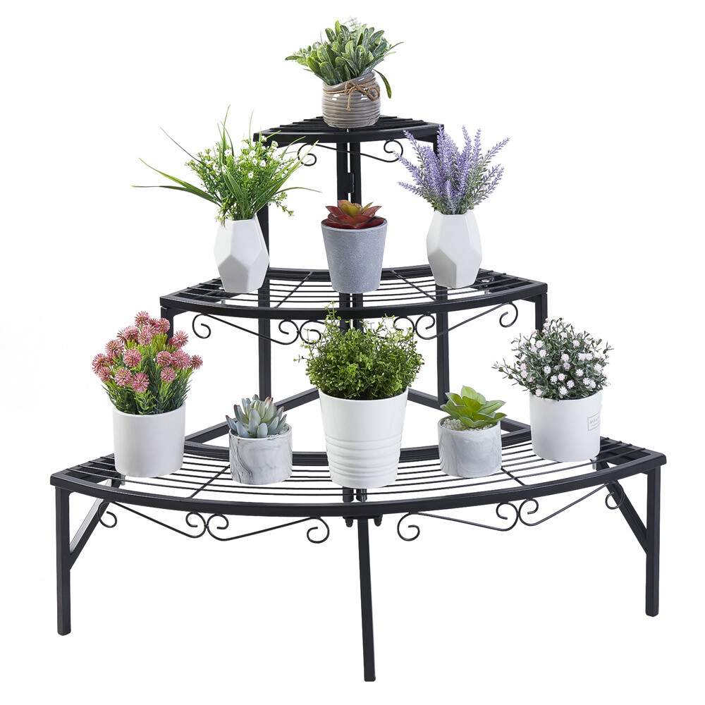 3 Tier Plant Stand Flower Pot Rack Stair-Step Plant Corner Shelf Display Holder