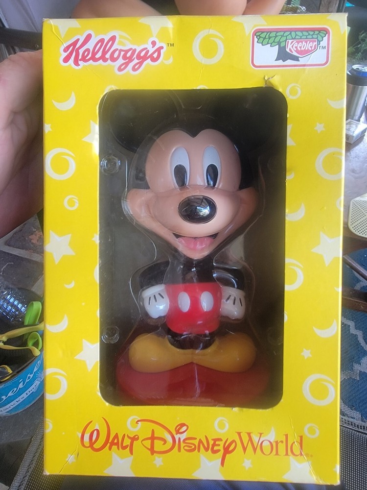 Mickey Mouse bobble head, Kelloggs, Keebler, 2002, never opened.