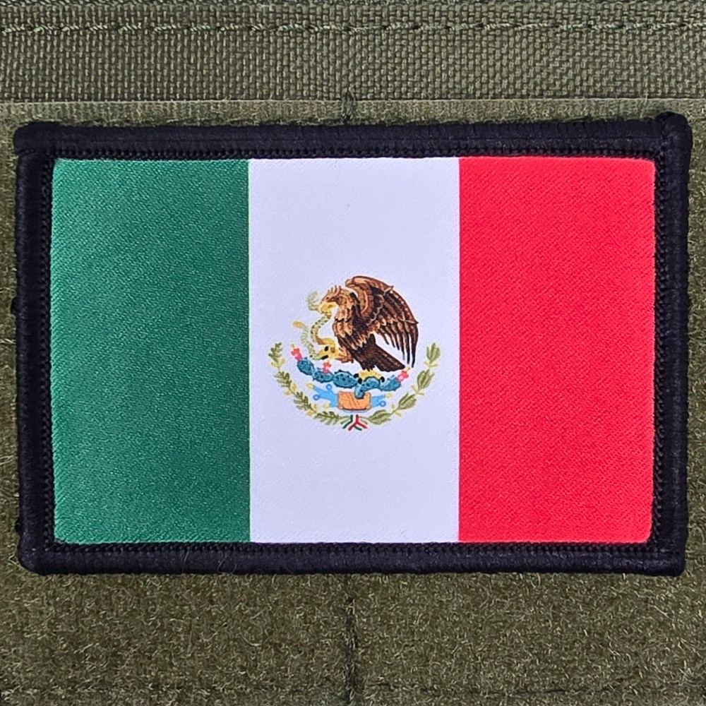 Maxico Flag Patch Moral Tactical Military Army USA  Hook & Loop 3x2