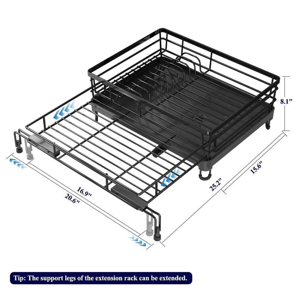 Extendable Dish Drying Rack - Rust-Resistant Dish Racks for Kitchen Counter w...