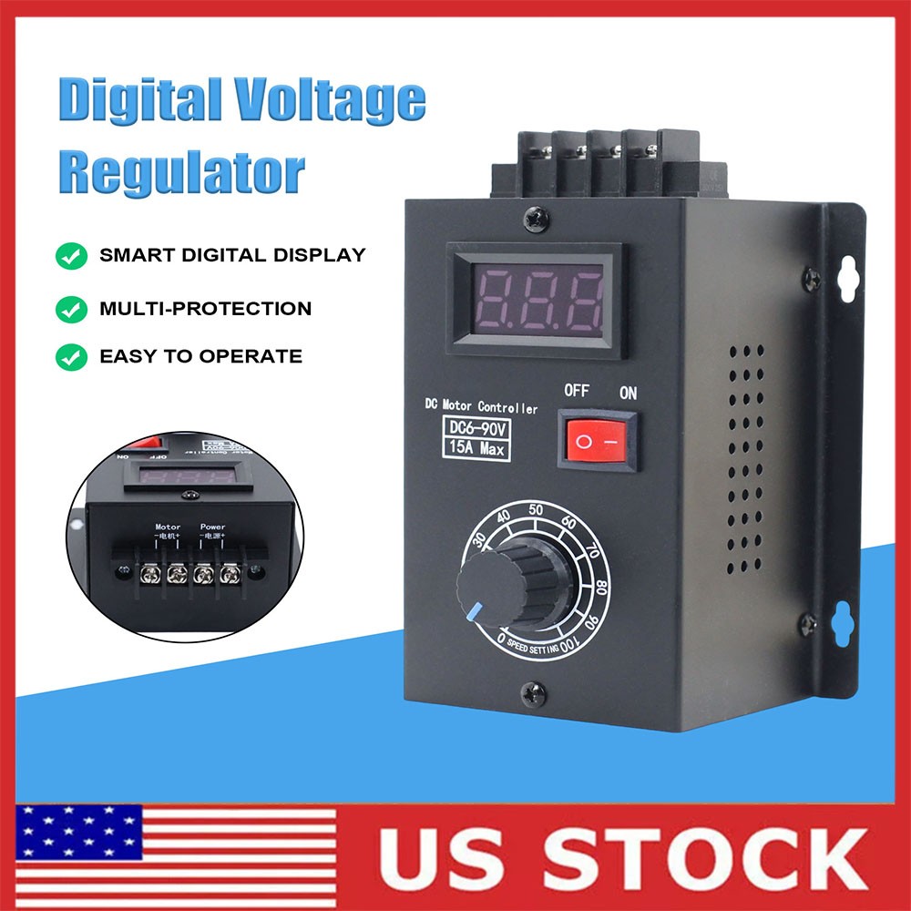 DC Motor Speed Regulator 6V-90V Digital LED PWM Motor Controller Switch Reverse