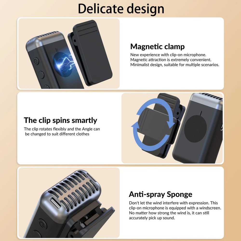 Wireless Lavalier Microphones for iPhone, iPad, Android, Camera, USB-C Microphon
