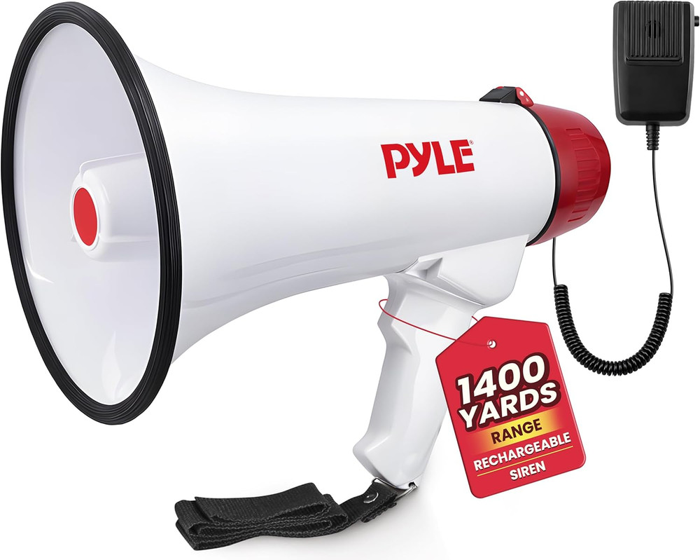 40 Watt Professional Megaphone Clear Sound & Ergonomic Grip - Multi-Function wit