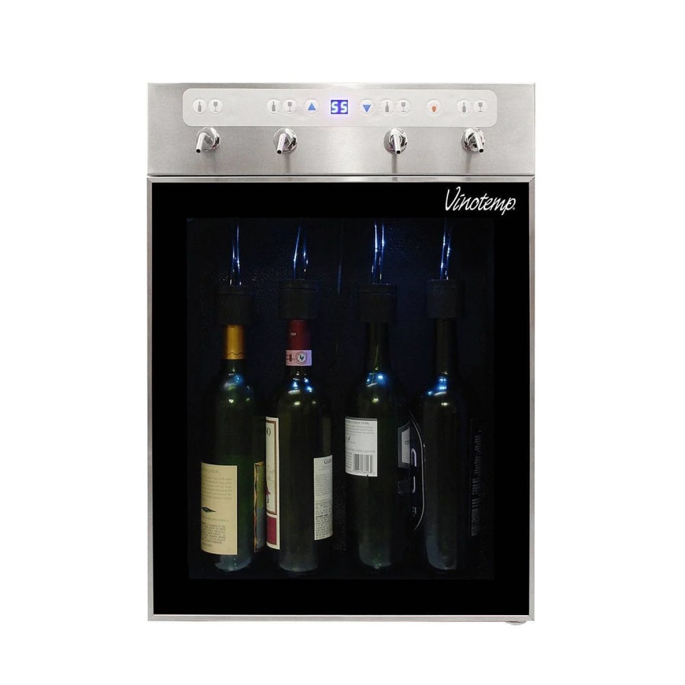 Vinotemp Four-Bottle Wine Dispenser Stainless Steel VT-Winedisp4 SS
