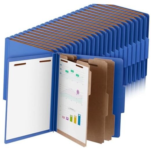 Pcs Classification Folders Letter Size, 3 Divider Pressboard File 48 Dark Blue