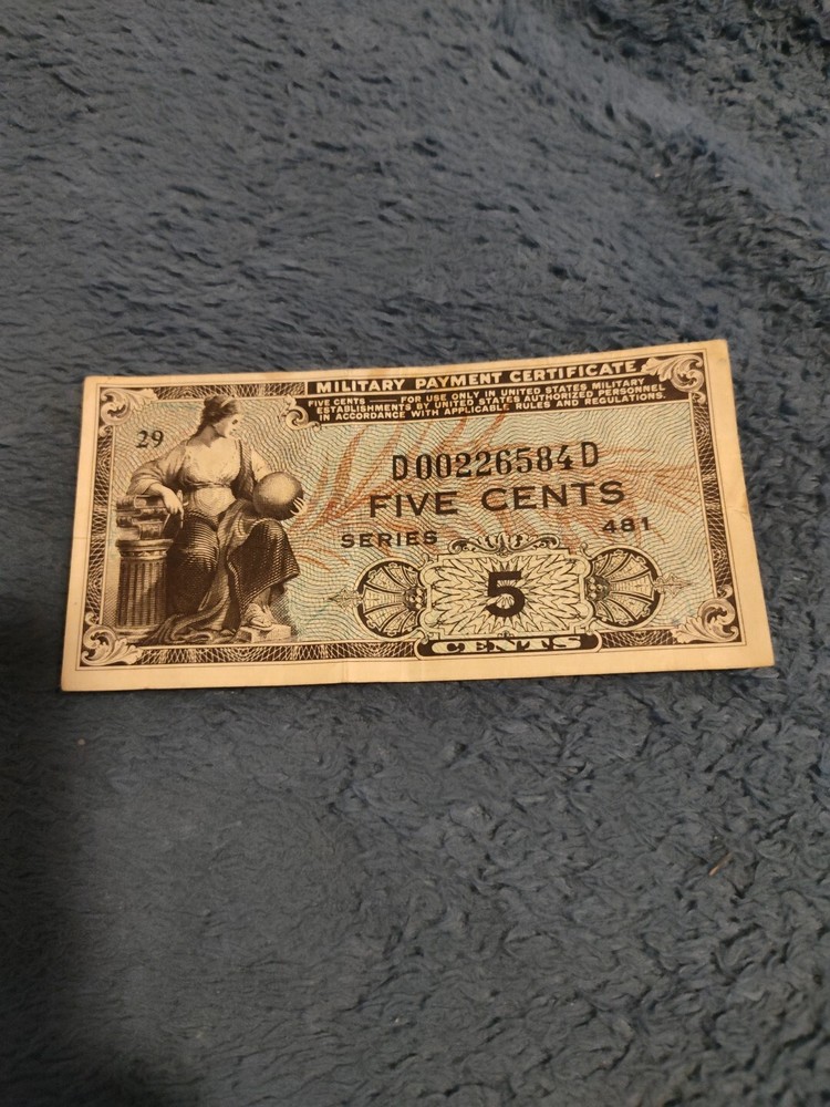 Military Payment Certificate Vintage Five  Cents